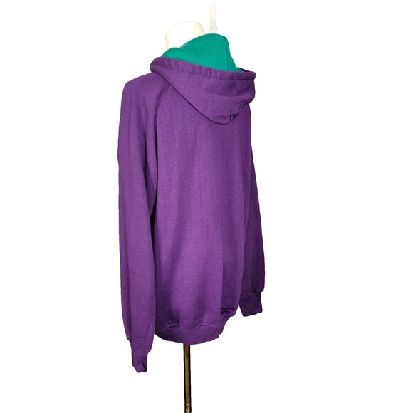 Vintage Macgregor Purple Hoodie Plain Large 26x28 Pullover Pocket Skate Grunge - Picture 7 of 17